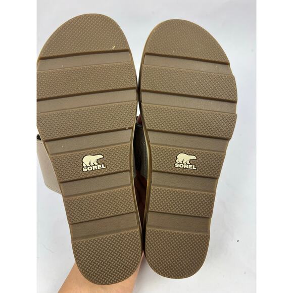 Sorel, NL2937-005 Torpeda Slide Leather Slides, Taupe, Slip-On Comfort Sandals - Picture 8 of 14